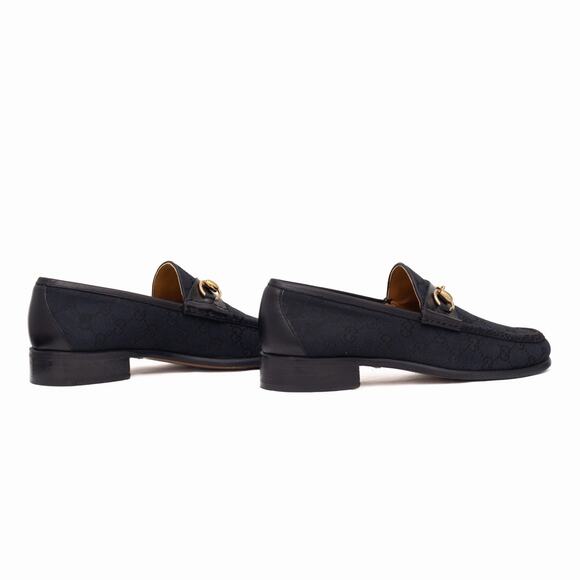 VTG GUCCI Tom Ford Era Black Canvas Monogram Horsebit Loafers EU 41 US 8 D main image 8